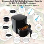 11-teiliges hitzebeständiges Universal-Heißluftfritteusen-Zubehörset, antihaftbeschichtetes Backgeschirr-Set für Haushalts-Heißluftfritteusen und Backöfen. 5