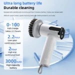 4-in-1 elektrische Reinigungsbürste, IPX7 wasserdicht, multifunktionaler kabelloser Griff, wiederaufladbare tragbare Bürste für Badezimmer und Küche 4