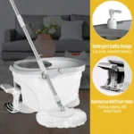 4-teiliges Rotierendes Wischmopp-Set mit Pedal, Langlebiger Edelstahlgriff, Praktischer Wischmopp-Eimer für Hausarbeit und Bodenreinigung 4