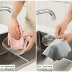 1-10 Stück Mikrofaser-Glasreinigungstuch, fusselfrei, für Fenster, Auto, Küche, Spiegel, keine Spuren, wiederverwendbar, Fischschuppen-Poliertuch 3