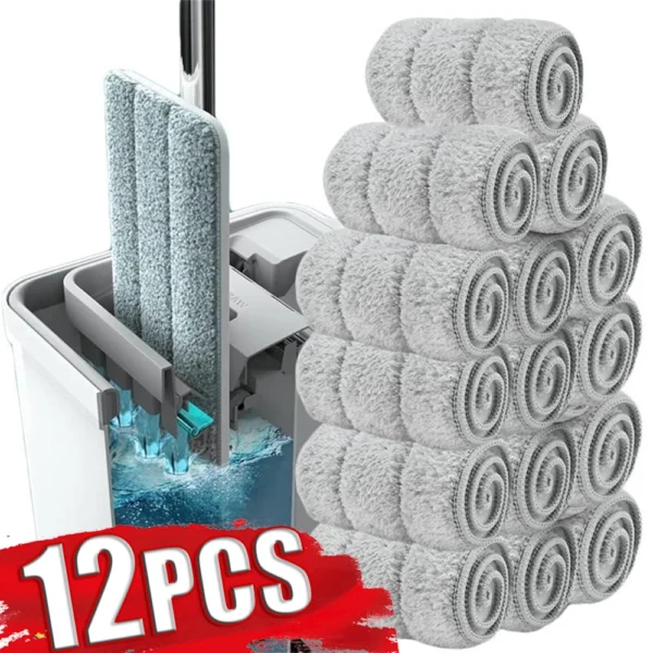 3-12 stücke Mikrofaser Mopp Pad Ersatz Kopf Boden Reinigung Tuch Pads Flache Squeeze Hand Frei Auswringen Werkzeuge für hause, Küche
