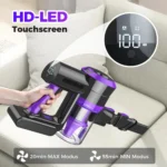 1 Set 4-in-1 Handstaubsauger mit starker Saugkraft von 400W/30KPA kann mühelos Hartböden und Teppiche, Tierhaare und andere Staub und Schmutz leicht reinigen. 3