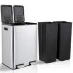 Doppelter Mülleimer, Stufenmülleimer aus Edelstahl, 60 l/16 Gallonen, mit integriertem Filterkasten, Küchenmülltonne, recycelter Abfallmülleimer 3
