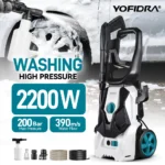 YOFIDRA 200Bar Hochdruckreiniger-Pistole 2200W Tragbare elektrische Schaumsprühpistole mit verstellbarer Düse für die Reinigung von Auto und Garten