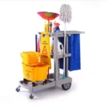 Kommerzieller Kunststoff-Reinigungswagen mit Wäschesack, Mobiler Trolley für Hotel-Hauswirtschaft und Einkaufszentren