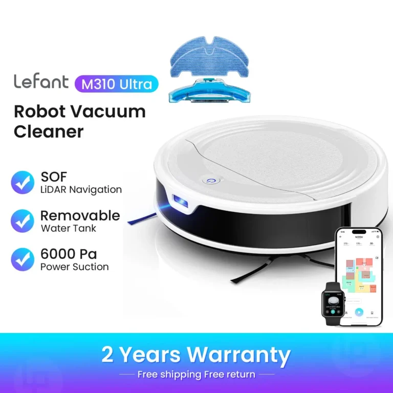 Lefant M310 Ultra Roboterstaubsauger und Wischmopp, 6000 Pa Saugkraft – schlanker Roboterreiniger mit ToF-LiDAR-Navigation