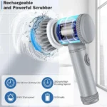 Kabellose Turbo-Schrubbürste Wiederaufladbar Elektrisch 360° Drehbare Reinigungsbürste Multifunktionales Haushaltsreinigungswerkzeug 5
