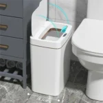 Intelligenter Badezimmer-Mülleimer, automatische Verpackung, elektronischer Mülleimer, weiß, berührungslos, schmal, intelligenter Sensor-Mülleimer, Smart Home, 15 l