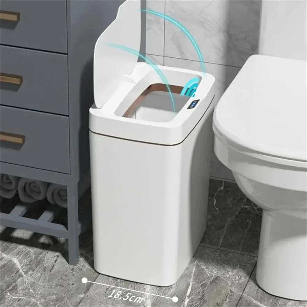 Intelligenter Badezimmer-Mülleimer, automatische Verpackung, elektronischer Mülleimer, weiß, berührungslos, schmal, intelligenter Sensor-Mülleimer, Smart Home, 15 l Intelligenter Badezimmer-Mülleimer, automatische Verpackung, elektronischer Mülleimer, weiß, berührungslos, schmal, intelligenter Sensor-Mülleimer, Smart Home, 15 l
