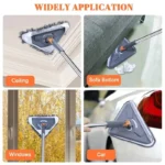 Verstellbares Wand- und Deckenreinigungsset mit 360° drehbarem Griff und wiederverwendbarem Reinigungstuch zum Abstauben und Waschen. 3