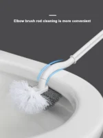 2 Stück PP-Toilettenbürste im japanischen Stil, S-förmiger Ellenbogen, weiß, grau, kein toter Winkel, weiche Fell-Toilettenbürste, Toilettenreinigungsbürste, langlebig 5