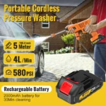 CONENTOOL 50Bar Kabelloser Hochdruckreiniger Tragbarer Reiniger 21V 600W mit Schaumkanne Filter 5M Schlauch für Auto- und Terrassenreinigung 6