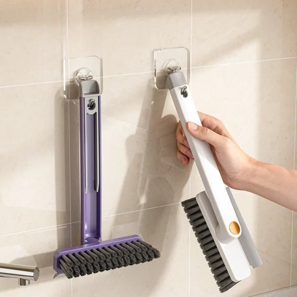 Multifunktionale Badezimmer-Fugenreinigungsbürste mit Clip-Schaber Fliesenbürste 4-in-1 360° °   Rotierende Reinigungsbürste mit Harten Borsten