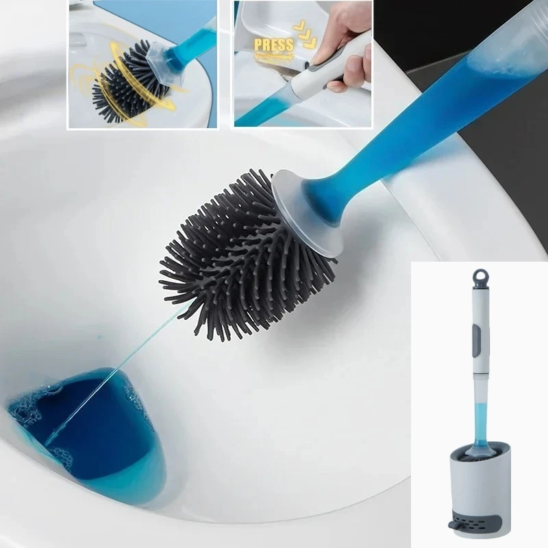 Wandmontierte Nachfüllbare Toilettenbürste mit Silikon-TPR-Bürstenhalter für Eckenreinigung Badezimmer-Zubehör Wandmontierte Nachfüllbare Toilettenbürste mit Silikon-TPR-Bürstenhalter für Eckenreinigung Badezimmer-Zubehör