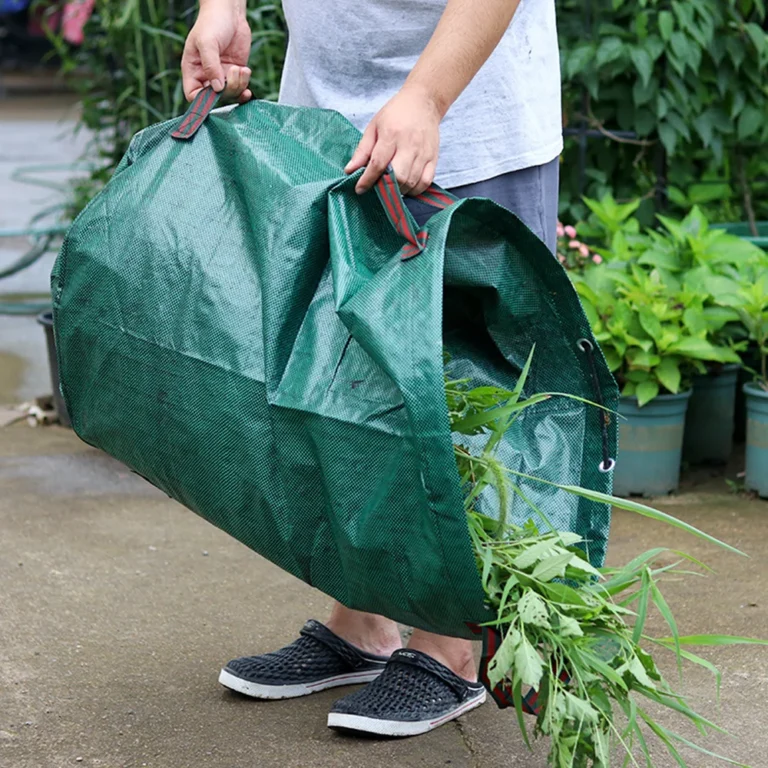 4 Stück Laubsäcke, faltbar, große Kapazität, Gartenabfallsack, wiederverwendbarer Laubsammel-Mülleimer, Garten-Aufbewahrungssack, PP-Gewebebeutel 2