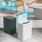 Intelligenter Badezimmer-Mülleimer, automatische Verpackung, elektronischer Mülleimer, weiß, berührungslos, schmal, intelligenter Sensor-Mülleimer, Smart Home, 15 l 2