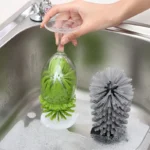 Waschbecken-Saugnapfbürste für Weingläser, Tassen, Flaschen, langlebige Borsten, Griff, aufrechter Stabilitätsreiniger, Glasbürste mit Saugnapf