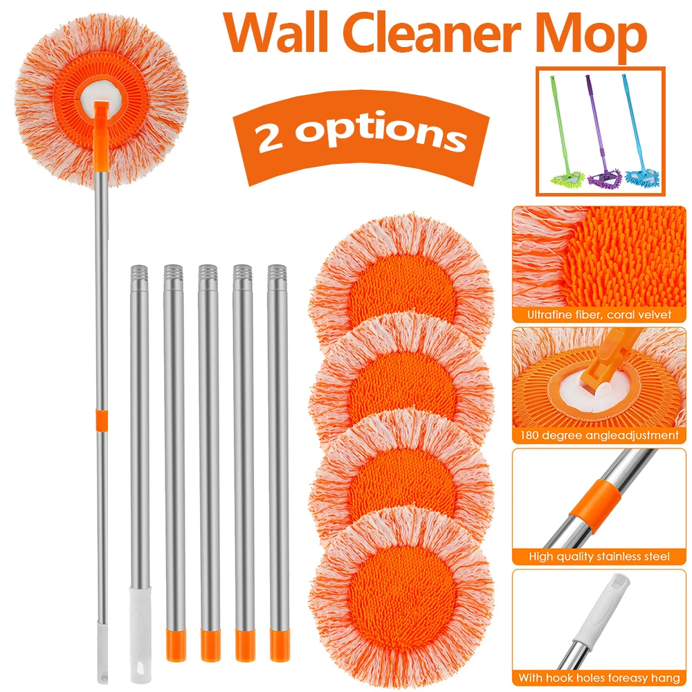 Mikrofaser-Mopp-Set, drehbar, rund, Reinigungsmopp, Wandreiniger mit 4 Pole und 4 Moppköpfen, Bodenwand, multifunktionales Reinigungswerkzeug Mikrofaser-Mopp-Set, drehbar, rund, Reinigungsmopp, Wandreiniger mit 4 Pole und 4 Moppköpfen, Bodenwand, multifunktionales Reinigungswerkzeug
