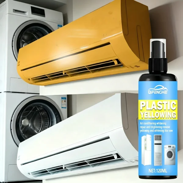120ML Kunststoff-Vergilbungsrenovierungsspray, Mehrzweck-Haushalts-Kunststoffaufheller, entfernt Oxidations- und Gelbflecken für Klimaanlagen, Kühlschränke