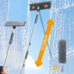 72-226CM Ausziehbares Fensterreinigungswerkzeug Glasreiniger-Mopp mit Silikonschaber Fensterreinigungsbürste Haushaltsreinigungswerkzeuge