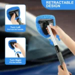 Reinigungsbürste mit ausziehbarem Griff, 5 austauschbare Mikrofaser-Reinigungspads, abnehmbar und rutschfest, für die Reinigung von Autos, Fenstern, Spiegeln und Böden 6
