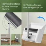 3-in-1 Besen-Kehrschaufel-Bodenbürsten-Set mit Kammzahn-Design, Anti-Haarknoten-Funktion, vertikale Aufbewahrung, Haushaltsreinigungsgeräte für Küche, Bad und Hartböden 5
