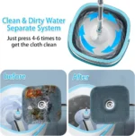 360 °   Wischmopp-Eimer-Sets mit Auswring-System, Mikrofaser-Ersatzbezüge, Haushalts-Bodenreinigung, 110-130cm Ausziehbarer Verstellbarer Griff 2