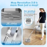 Dieses Wischmopp- und Eimer-Set enthält einen Auswringer zur Trennung von sauberem und schmutzigem Wasser. Die 360-Grad-Ansicht °   Der Spin-Mopp verfügt über einen verstellbaren Edelstahlgriff und einen wiederverwendbaren Moppkopf, geeignet für die Reinigung von Hartholz-, Fliesen- und Laminatböden. 4