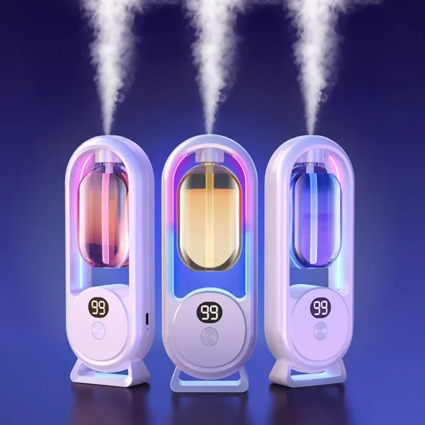 Wiederaufladbarer tragbarer Aromadiffusor, Aromatherapiegerät für ätherische Öle, zeitgesteuerter Lufterfrischer zur Entfernung von Gerüchen, 5-Modi, zeitgesteuertes Spray
