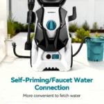 YOFIDRA Hochdruck-Reinigungspistole 200 Bar 2200W Tragbare Elektrische Wasserspritzpistole mit Verstellbarer Düse für Auto- und Gartenreinigung 3