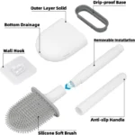 Silikon-Toilettenbürstenreiniger für die Badezimmerreinigung, WC-Zubehör, langer Griff, flexible Reinigungsbürste, Badezimmerzubehör 6