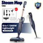 VM6 Dampfmopp-Reiniger mit rotierenden Mopp-Pads, 1300W Leistungsstarker Bodendampfreiniger, 10-in-1 Leichter Wischmopp mit Hochtemperatur-Dampfstrahl-Technologie und LED-Beleuchtung für Zuhause, Hartholz- und Marmorböden