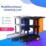 Kommerzieller Kunststoff-Reinigungswagen mit Wäschesack, Mobiler Trolley für Hotel-Hauswirtschaft und Einkaufszentren 2