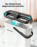 Joybos Platzsparendes Slim-Mop-Eimer-Set (nur 13,5 cm breit), selbstauswringender Flachmop mit integriertem Haarschaber & kippsicherer Saugbasis, inklusive 4 waschbaren Pads 3