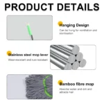 2-in-1 dehydrierter Bodenreinigungsmopp, Selbstextraktor, 360 drehbar, verstellbarer Reinigungsmopp für Badezimmer, Boden, Wand, Bett, nass und trocken 4