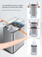 Intelligenter Mülleimer 20 30 40 50 60 Liter Papierkorb Großer Küchenmüllwürfel Zuhause Automatischer Edelstahl-Mülleimer Mülleimer 4