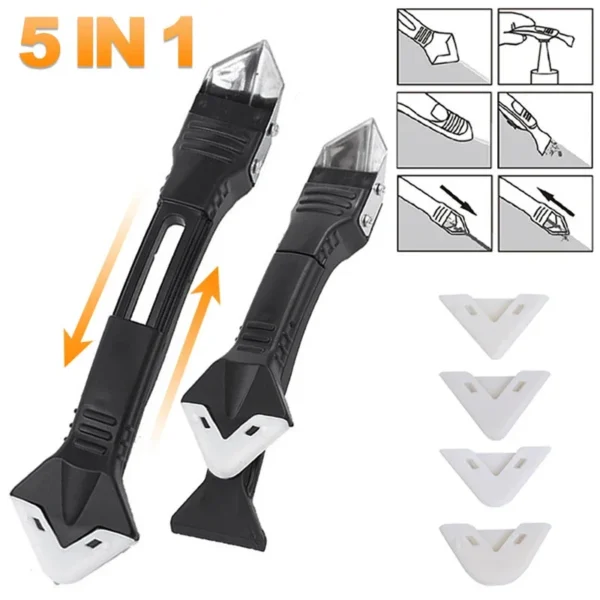 5-in-1-Silikonspatel, Fensterreinigungswerkzeug, Dichtmittel, glatter Entferner, Rakel, Dichtungsmasse, Organizer, Silikonschaber, Smooth Grout Kit