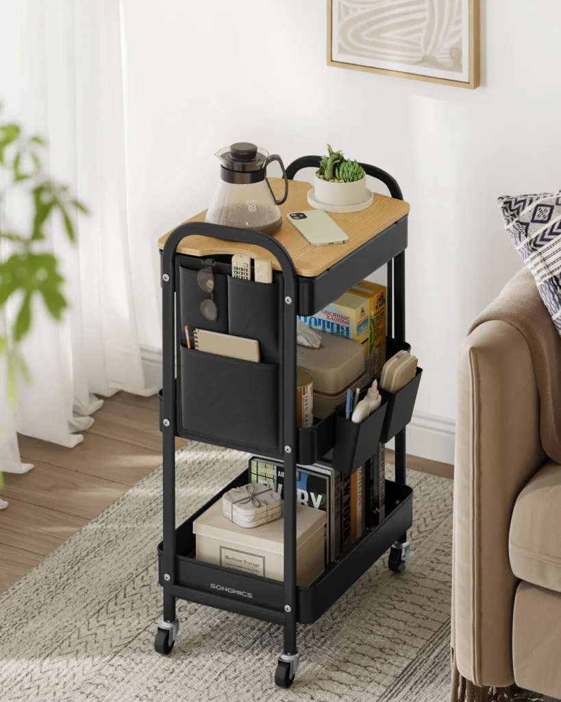 SONGMICS Beistellwagen, Rollwagen, Küchenwagen, Servierwagen, für Büro, Küche, Wohnzimmer