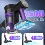 1 Set 4-in-1 Handstaubsauger mit starker Saugkraft von 400W/30KPA kann mühelos Hartböden und Teppiche, Tierhaare und andere Staub und Schmutz leicht reinigen. 2