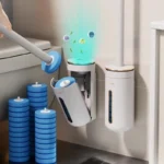 Wandmontierte Einweg-Toilettenbürste mit 8/16/24 Stück Bürstenköpfen, Badezimmer-Reinigungsbürste mit langem Griff, Toilettenzubehör