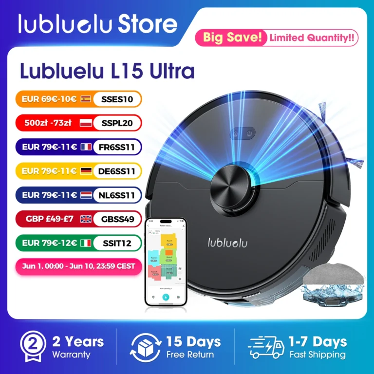 Lubluelu L15 Ultra 3-in-1-Roboter-Staubsauger-Mopp-Kombination mit LiDAR-Navigation, 5500 Pa Saugkraft, automatische Aufladung, intelligente App, 24 No-Go-Zonen