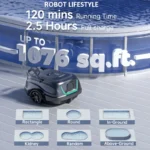 WYBOT A1 Kabelloser Schwimmbad-Reinigungsroboter, geplante Reinigung für Bodenkanten, zweischichtige Filtration, 120 Minuten Arbeitszeit 3