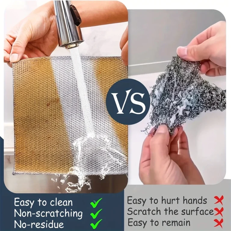 20-5 stücke Verdickt Stahl Draht Reinigung Tuch Nicht-Scratch Doppel-schicht Eisen Mikrofaser Mesh Dishrag Waschen Topf Lumpen küche Handtuch 2