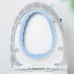 1 Packung genähte, farbige, tragbare gestrickte Toilettenmatte, verdickte, waschbare Frostschutz-Toilettenabdeckung, verdickte gestrickte O-Typ, universell 4