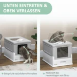 PawHut Katzenklo mit Deckel Katzentoilette mit Haube Schaufel ausziehbares Tablett Katzentoilette für Katzen bis 5 kg 5