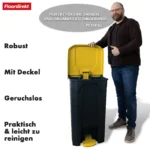 Floordirekt Mülleimer Olaf mit Pedal, Kunststoff Abfalleimer 50L/80L/100L, hygienisch, farbiger Deckel 2