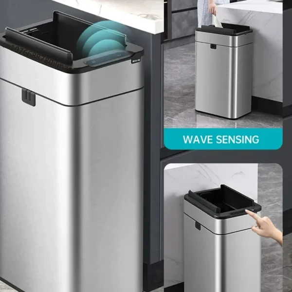Papierkorb, 20 Liter, Edelstahl, großer Küchenmülltonne, intelligenter Mülleimer, 20 l, 15 l, Lebensmittelabfallbehälter, automatischer Sensor