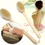 Natürliche Borsten-Rückenbürste mit Abnehmbarem Langem Holzgriff, Trockene Haut Peeling-Körper-Massagebürste für die Dusche 4