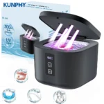 KUNPHY Ultraschallreiniger, Schmuckreiniger-Set, UV-Licht, Sterilisation, Sonic, 48 kHz, für Uhren, Kontaktlinsen, Brillen, Prothesen, Zähne