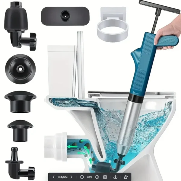 Leistungsstarke Toilettenkolben Edelstahl Rohr Bagger Entblocker Pneumatische Hochdruck Baggerarbeiten Air Drain Blaster Werkzeugset